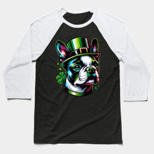 Boston Terrier Celebrates Saint Patrick's Day Joyfully Baseball T-Shirt